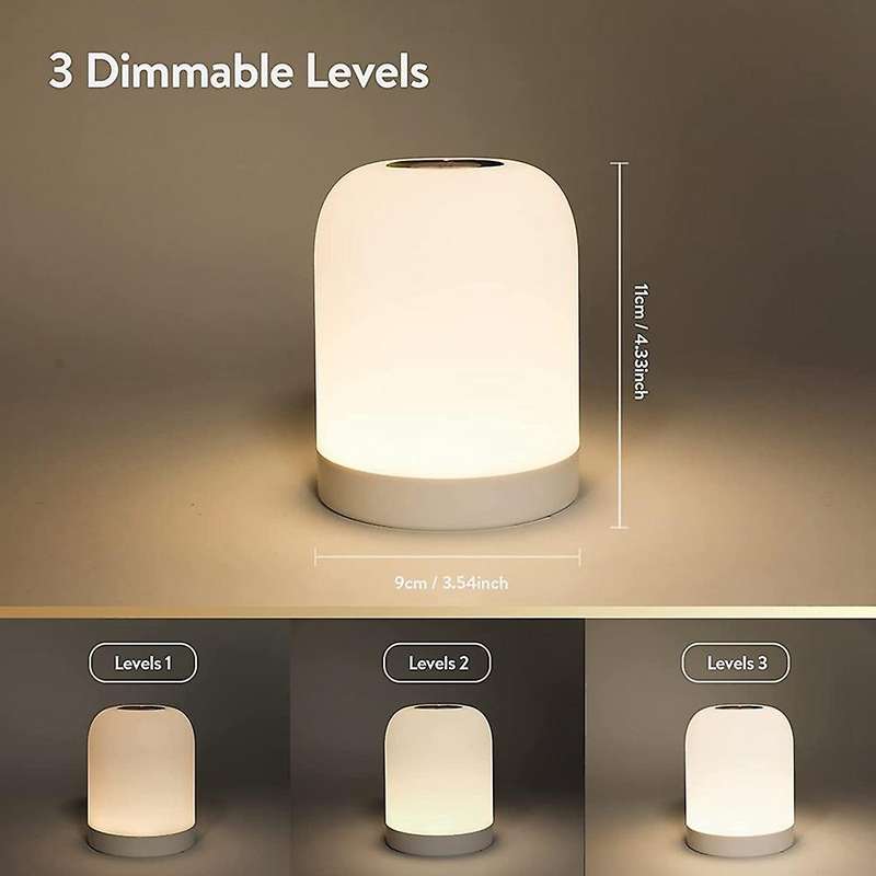 Led Bedside Lamp, Table Lamp, Touch Dimmable, 3 Brightness