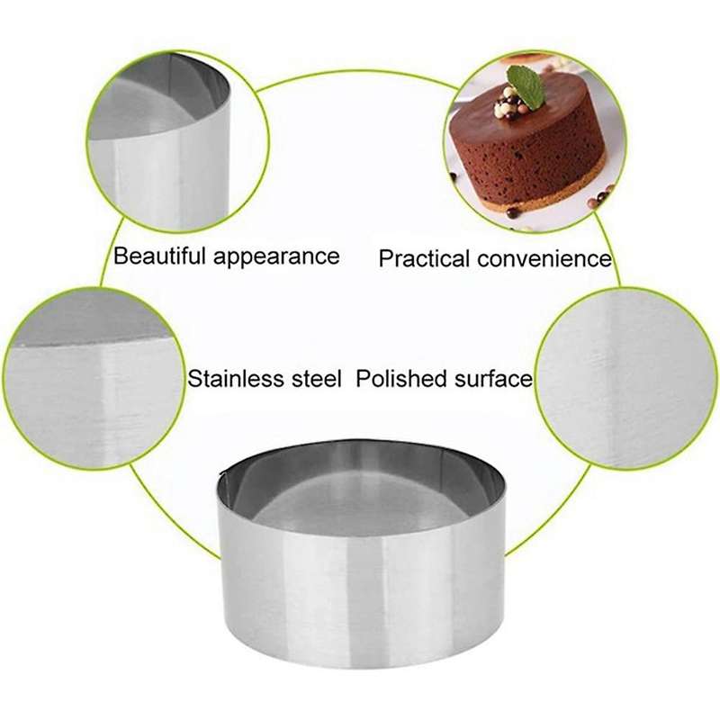 9 Pcs Round Cake Mold Stainless Steel Mousse Mold, 3.15 Inches
