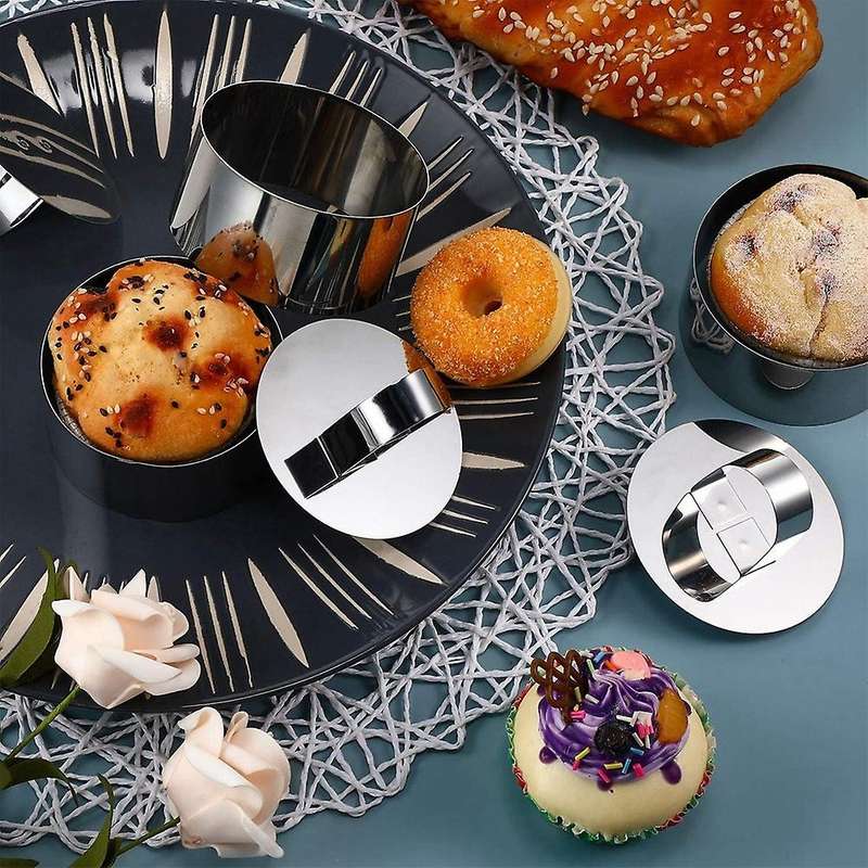 9 Pcs Round Cake Mold Stainless Steel Mousse Mold, 3.15 Inches