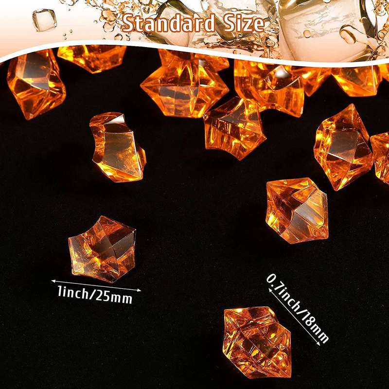 1.1lb/500g Fake Ice Square S Acrylic Stones Orange 1 X 0.7 Inch