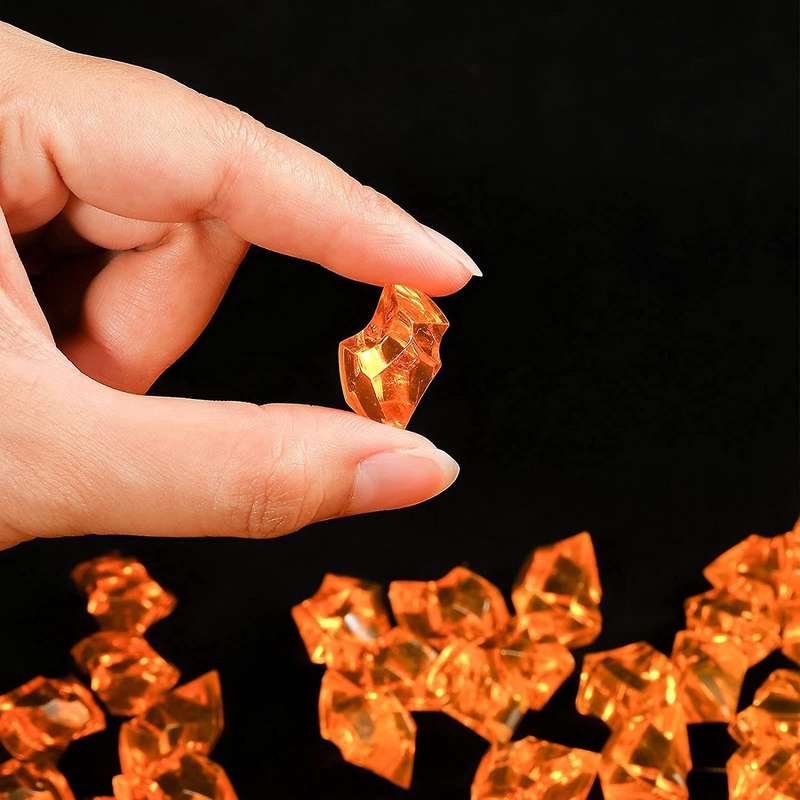 1.1lb/500g Fake Ice Square S Acrylic Stones Orange 1 X 0.7 Inch