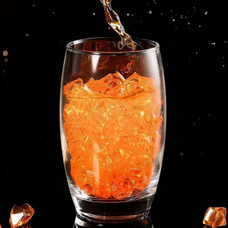 1.1lb/500g Fake Ice Square S Acrylic Stones Orange 1 X 0.7 Inch