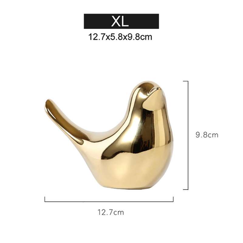 2x Polar House Golden Bird Figurines Modern Ceramic Bird Statues -xl