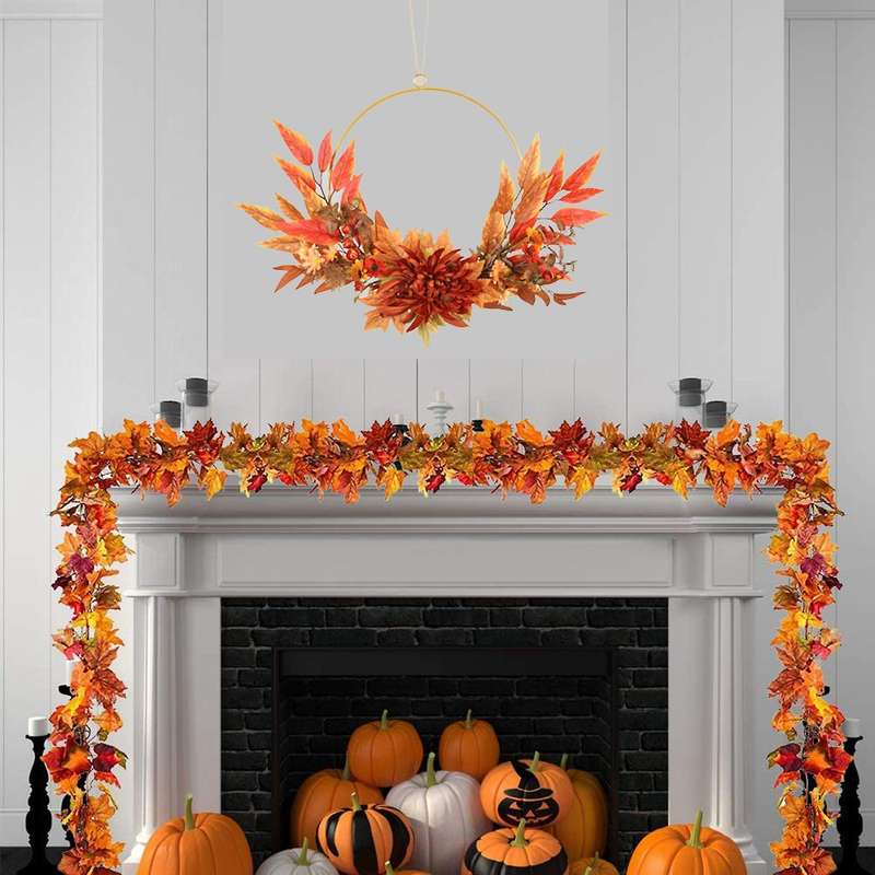 Thanksgiving Wreath Prop Hanging Wreath Door Window Harvest Decor