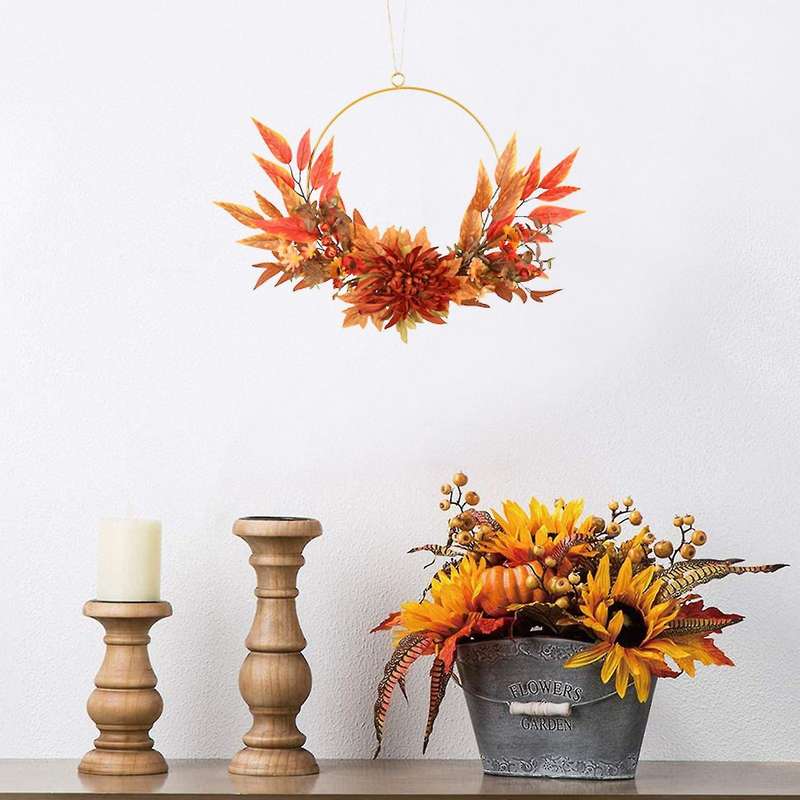 Thanksgiving Wreath Prop Hanging Wreath Door Window Harvest Decor