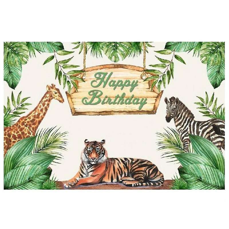 Wild Backdrop Jungle Safari Animal Happy Birthday Party Photo -c