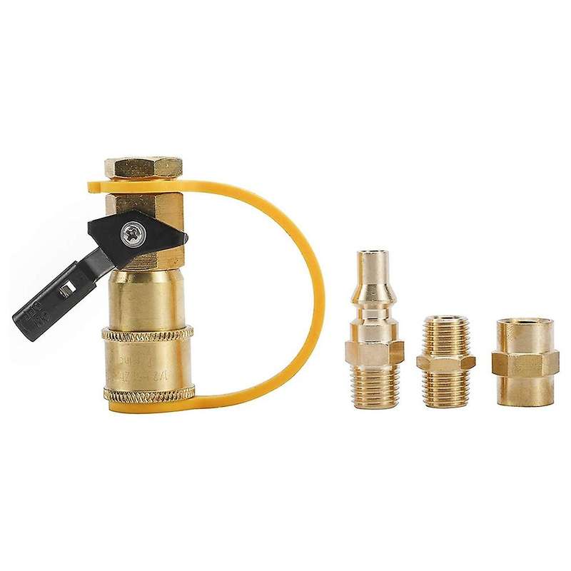 4pcs Rv 1/4 Inch Shutoff Valve and Full Flow Plug for Propane Hose