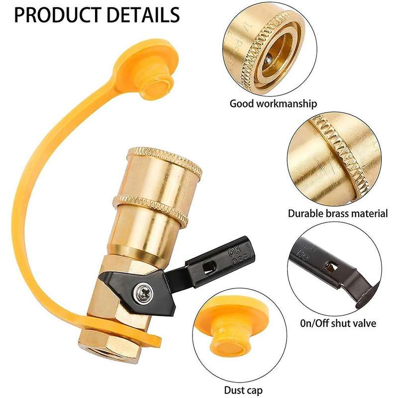 4pcs Rv 1/4 Inch Shutoff Valve and Full Flow Plug for Propane Hose