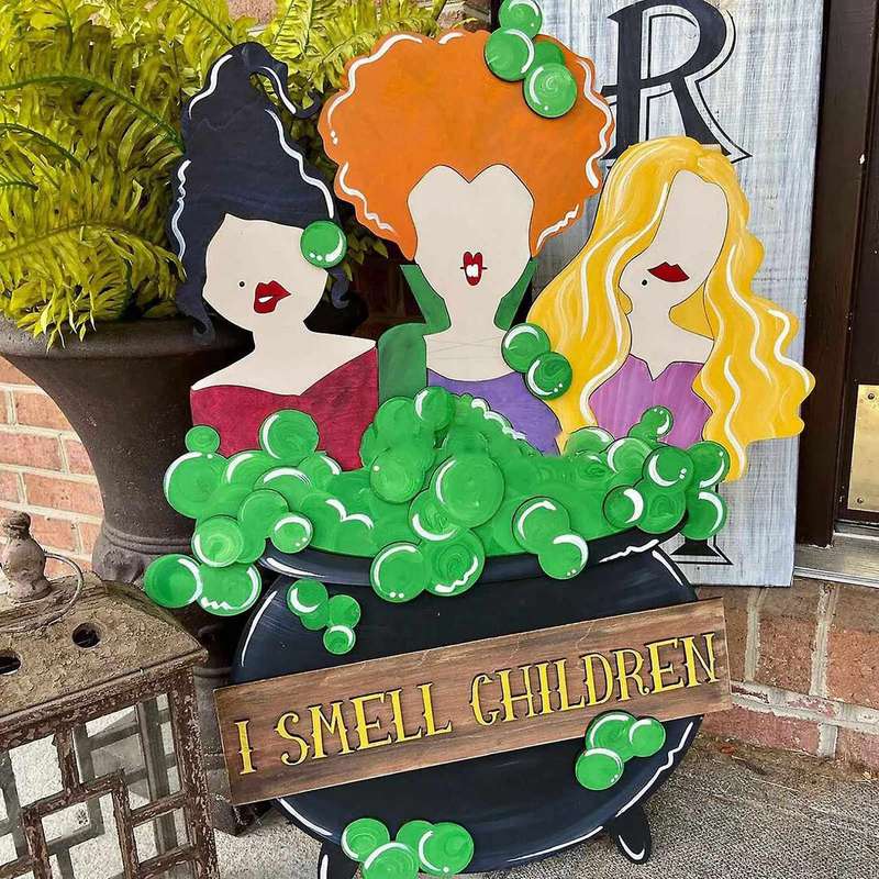 Porch Decoration Sign Personalized Halloween Witch Costume Simple -2