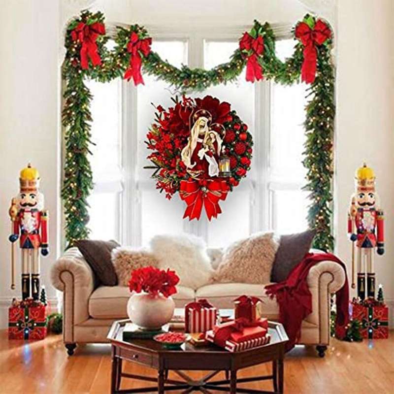 Sacred Christmas Wreath Artificial Front Door Welcome Wreath 30cm