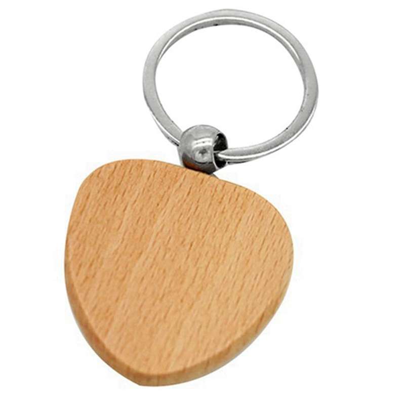 30pcs Blank Heart-shaped Wooden Key Chain Diy Keychains Key Tags Gift