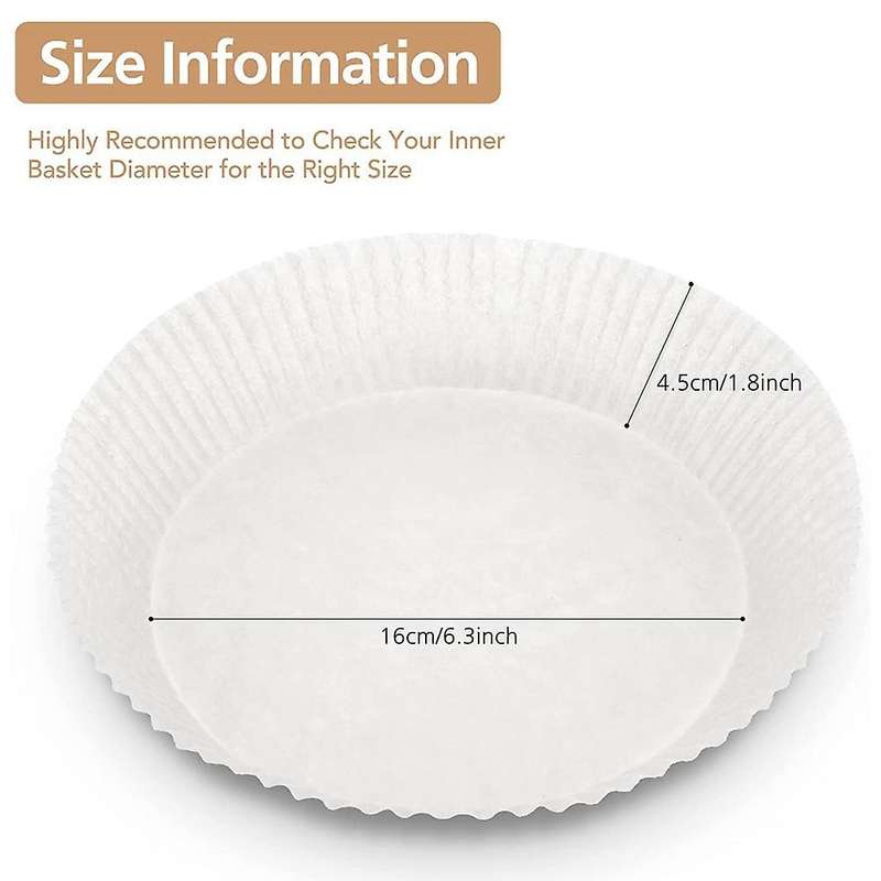 50pcs Air Fryer Disposable Paper Liner,non-stick 6.5inch (white)