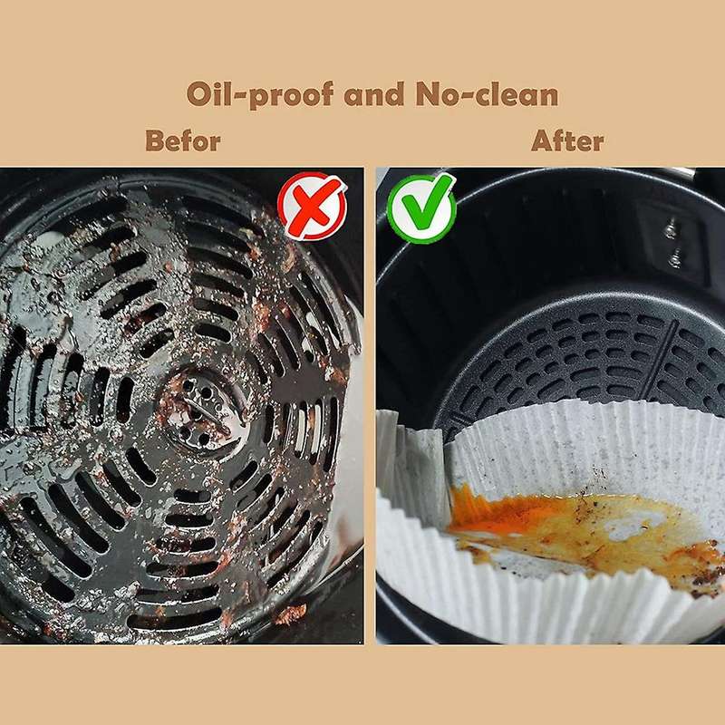 50pcs Air Fryer Disposable Paper Liner,non-stick 6.5inch (white)
