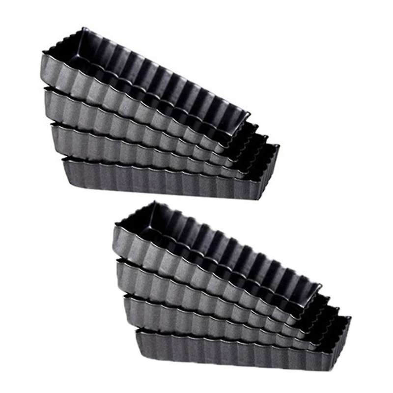 8 Pcs Non-stick Quiche Tart Pans with Removable Bottom,for Baking