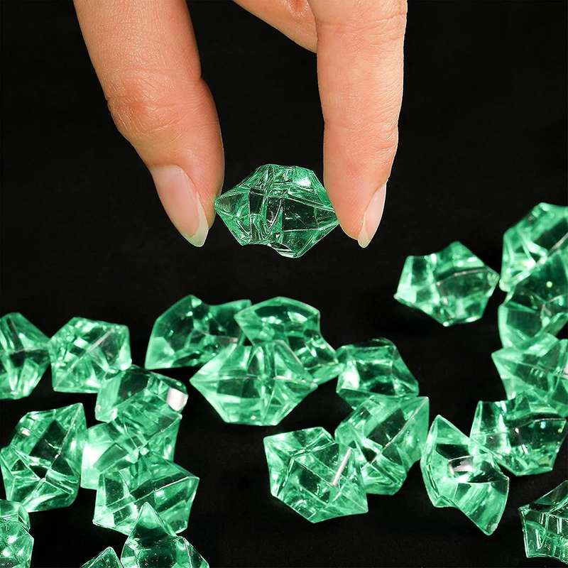 1.1lb/500g Fake Ice Square S Acrylic Stones Green 0.55 X 0.43 Inch