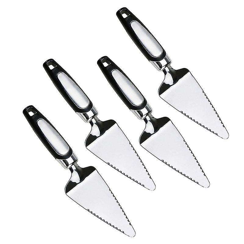 4pcs Cake Pizza Pie Server, Double-blades Design,soft Grip, Silver