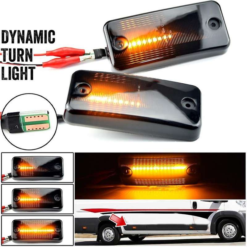 2pcs Black Dynamic Flowing Led Side Marker Light Turn Signal Lights