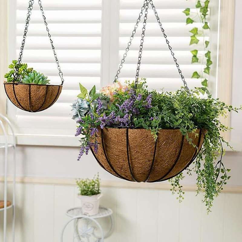 2 Pcs 10 Inch Hanging Coconut Vegetable Flower Pot Basket