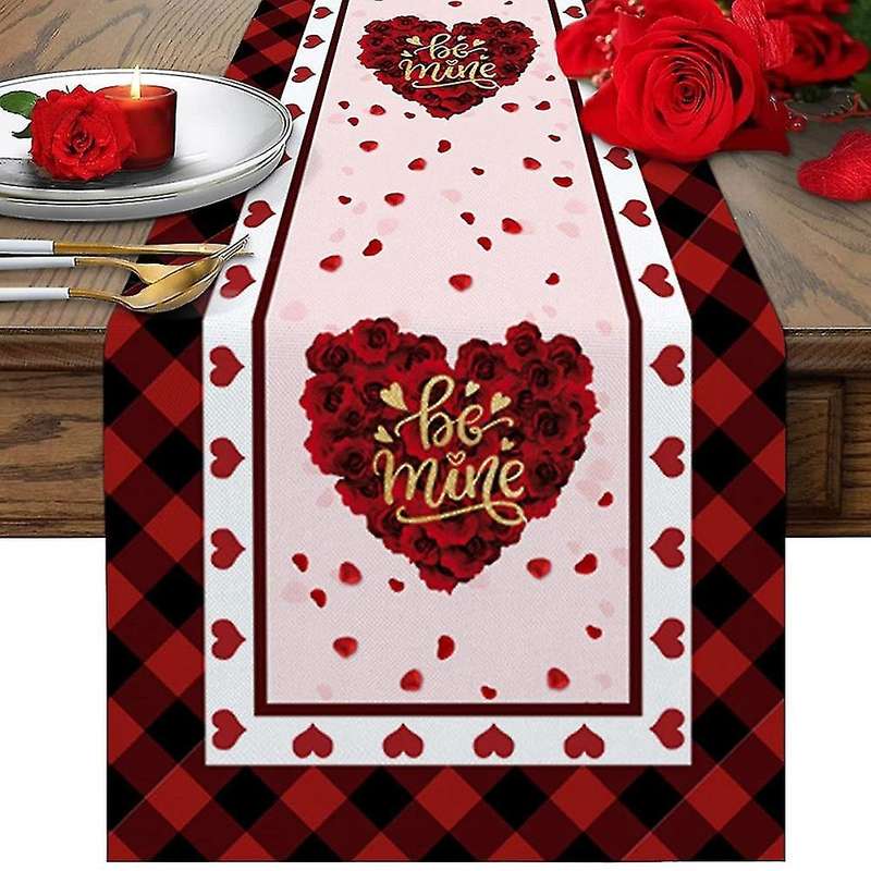 Valentines Day Table Runner 108 Inch Long,heart Table Runner Non-slip