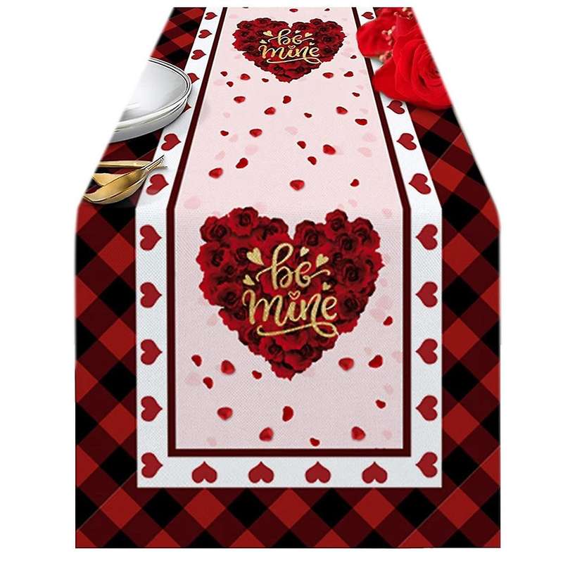 Valentines Day Table Runner 108 Inch Long,heart Table Runner Non-slip