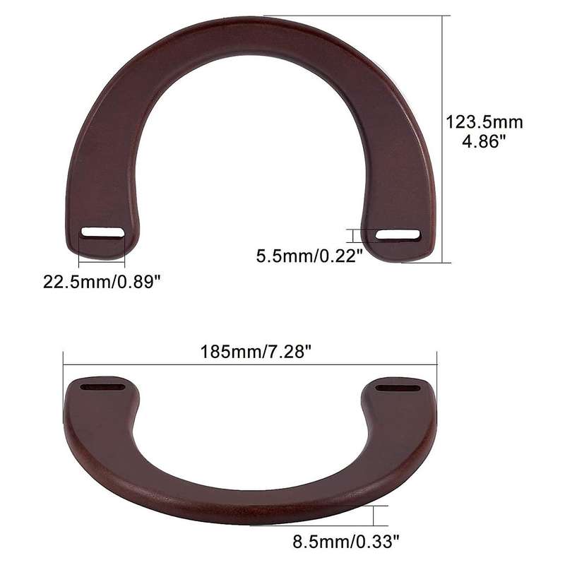 6 Pack Wooden U-shaped Handles 3 Color for Handmade Beach Bag