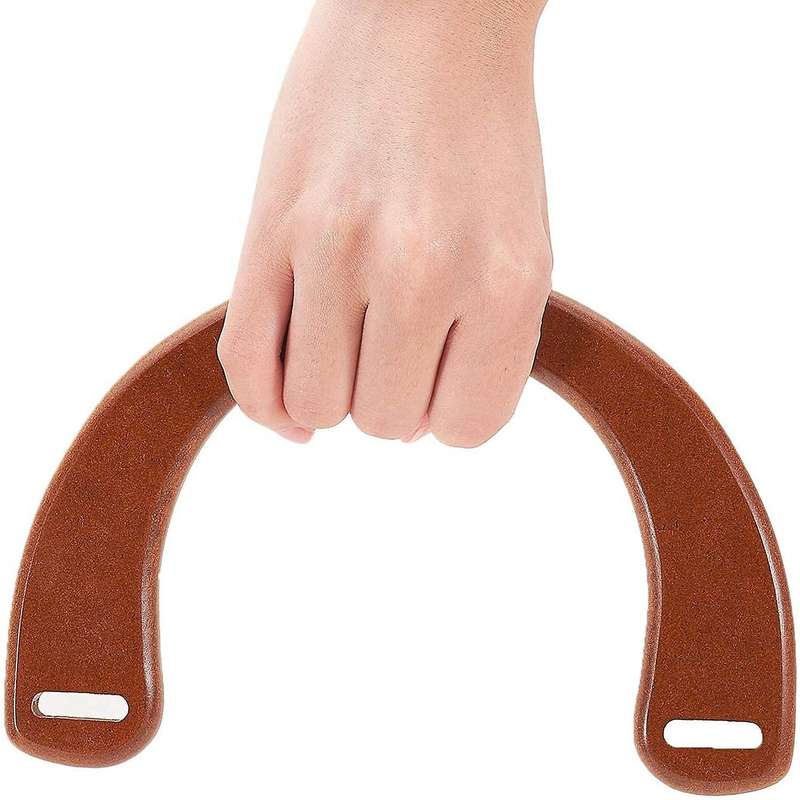 6 Pack Wooden U-shaped Handles 3 Color for Handmade Beach Bag