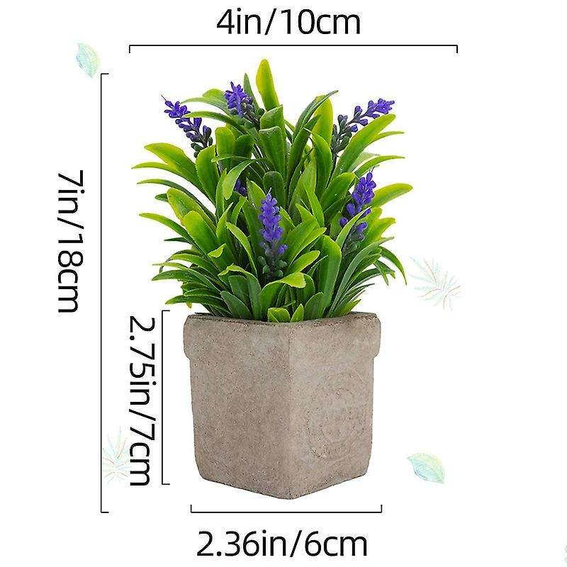 2 Pack Artificial Plants In Pots,decor Faux Fake Lavender Flowers