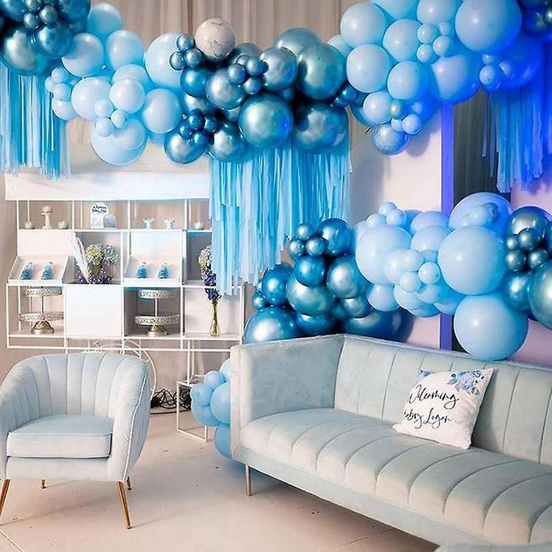 Birthday Blue Macaron Size Balloon Garland Kit for Baby Shower Party