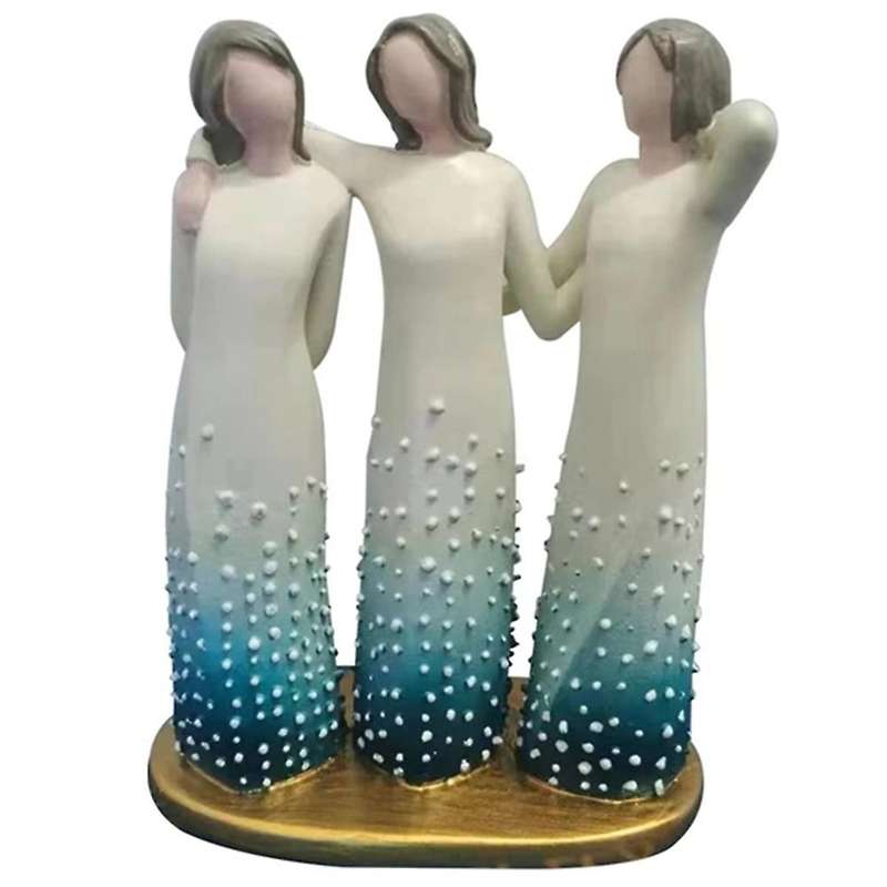 By My Side Sculpted Hand-painted Figure Resin Ornament for Sisters