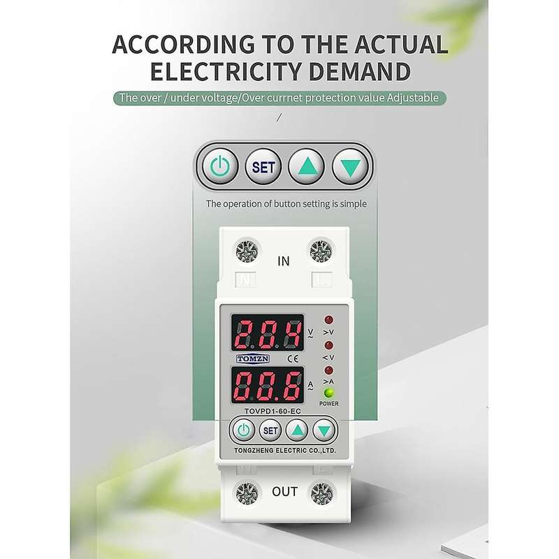 Din Rail Dual Display Protective Device Protector Relay 40a 220v 230v