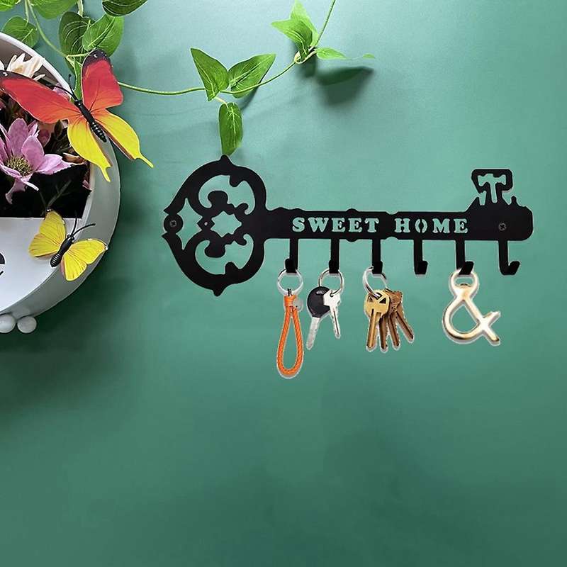 Key Rack Holder, 6 Hooks Hanging Rack with Screws Anchors for Clothes