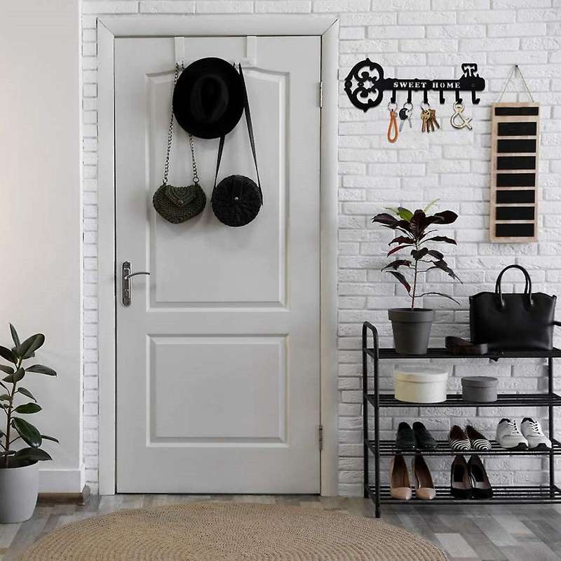 Key Rack Holder, 6 Hooks Hanging Rack with Screws Anchors for Clothes