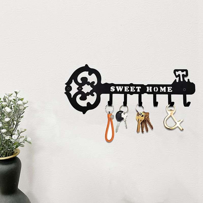 Key Rack Holder, 6 Hooks Hanging Rack with Screws Anchors for Clothes