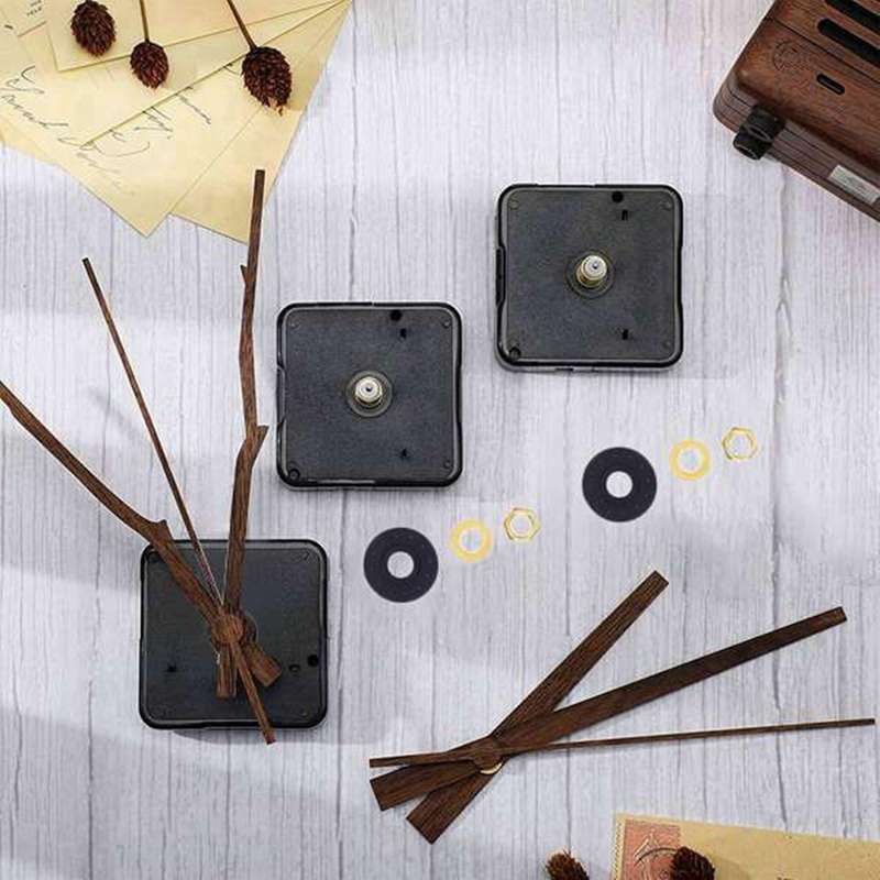 4pcs Long Shaft Wall Clock with 4 Types 12 Inch Walnut Wood Hands
