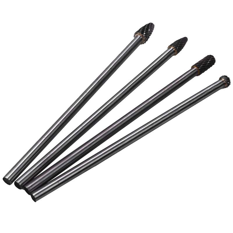 4pcs Burr Double Cut Tungsten Carbide Bit 1/4 Inch Shank 6 Inch Set