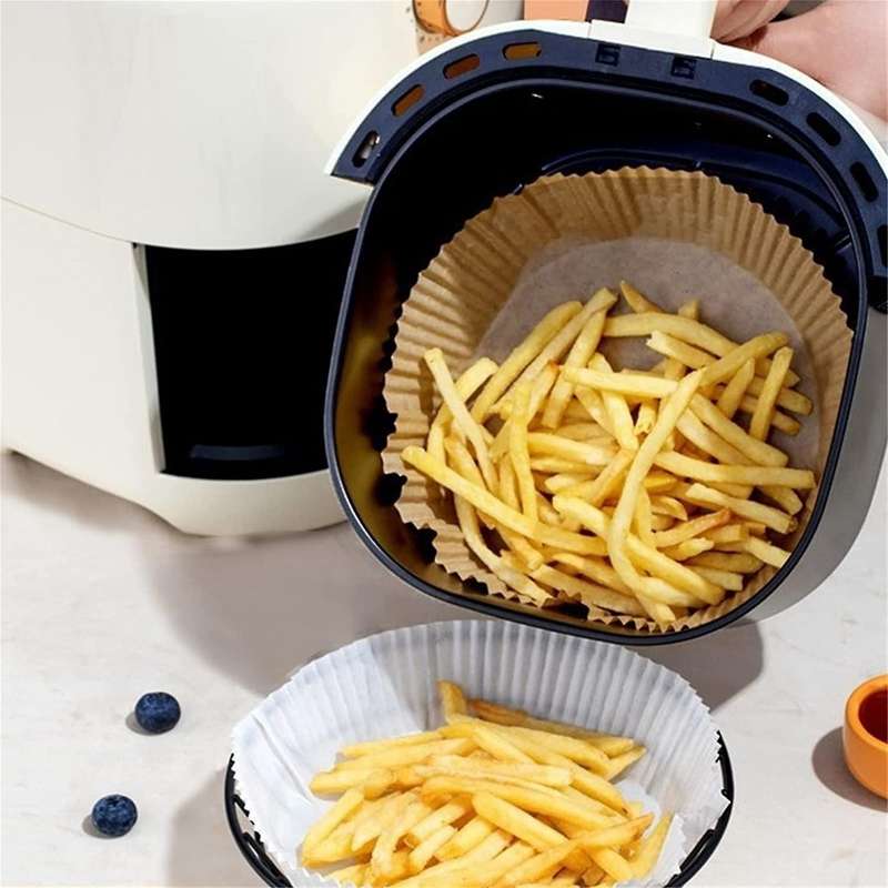 100 Pcs Air Fryer Disposable Paper Liner Non-stick with 1 Brush