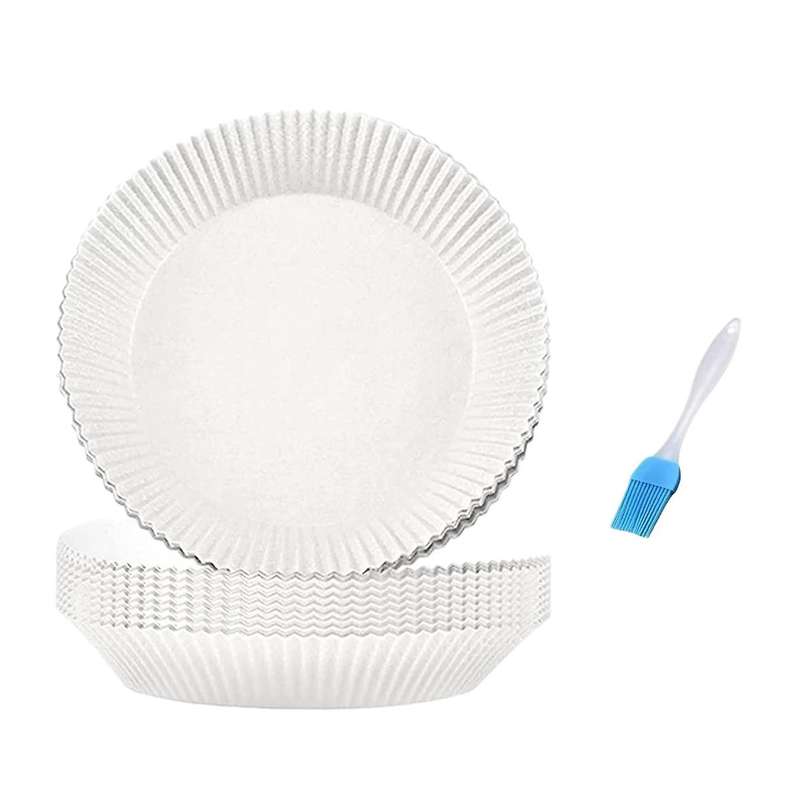 100 Pcs Air Fryer Disposable Paper Liner Non-stick with 1 Brush