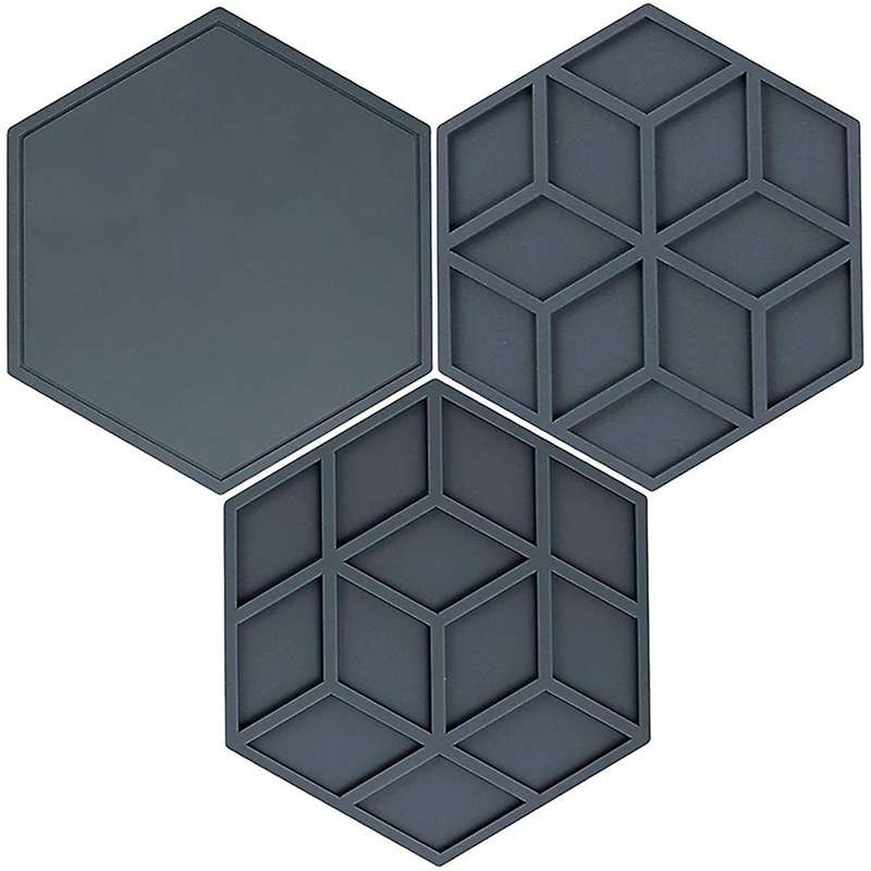 3pcs Silicone Tripod Kitchen Heater Pad, Silicone Pad(gray)