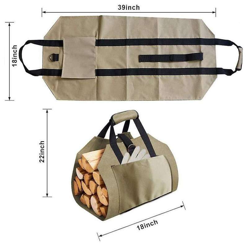 Firewood Carrier Bag, Waterproof, Foldable Carrier Tote Handles