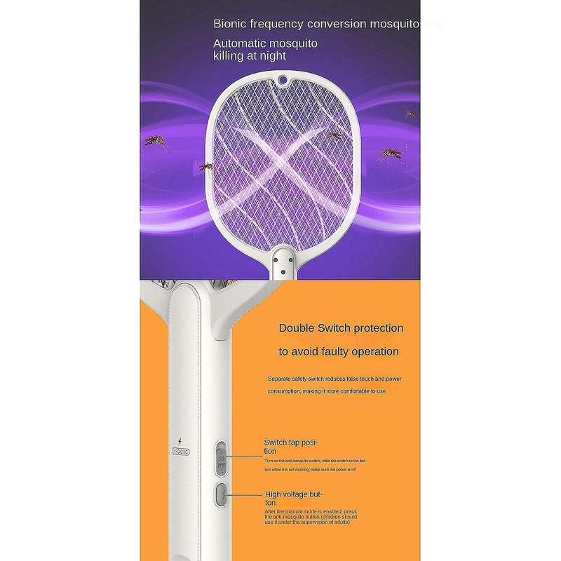 Mosquito Killer Lamp Usb 1200mah Bug Zapper Racket for Home Outdoor B
