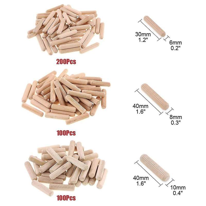 400pcs Wooden Dowels Assorted,6/ 8/10mm for Grooved Fluted, Carpentry