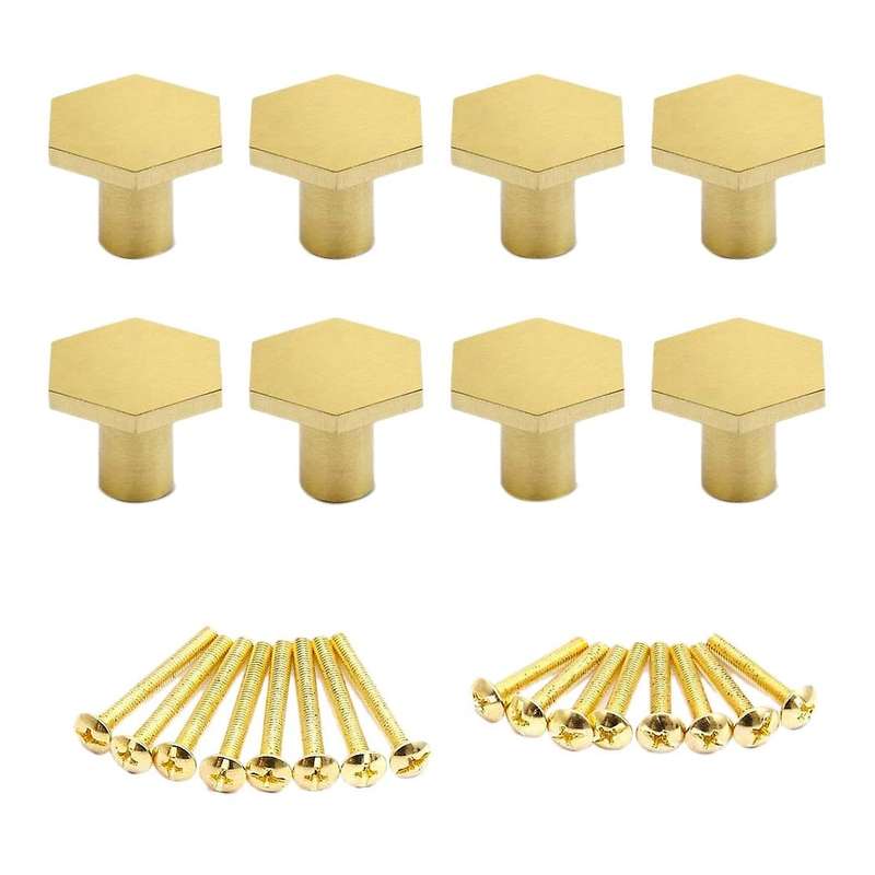 8 Pcs Brass Cabinet Knobs,for Dresser Drawer Pulls Knobs, with Screws