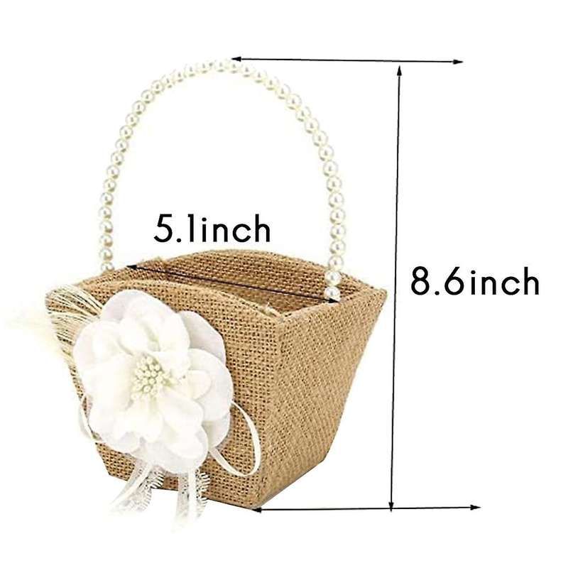 2 Pack Flower Girl Basket Rustic Burlap for Vintage Rustic Wedding