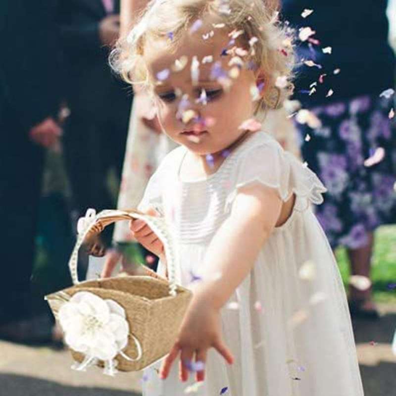2 Pack Flower Girl Basket Rustic Burlap for Vintage Rustic Wedding
