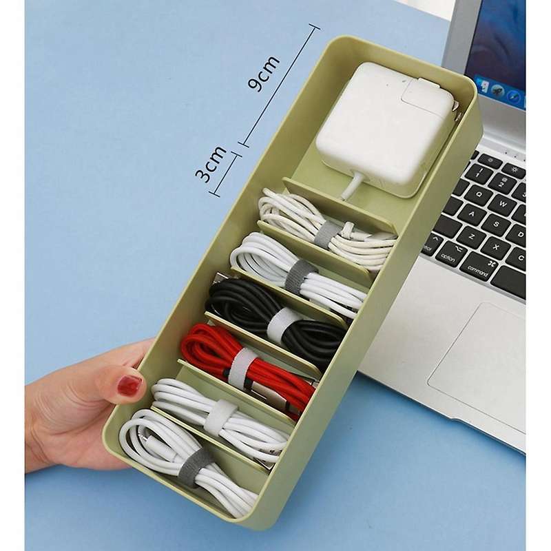 Double Layer Data Cable Storage Box Dust-proof Power Cord(yellow)