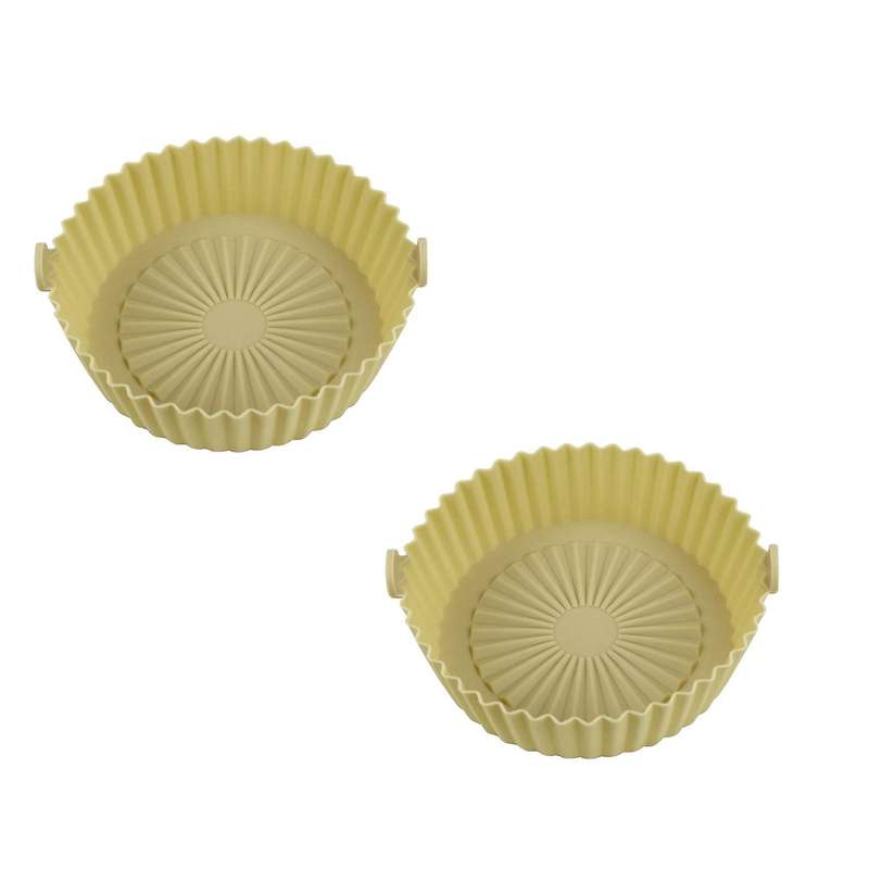 2 Pack Reusable Air Fryer Silicone Pot for Roasting Microwave B