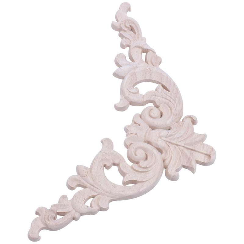 Rubber Wood Floral Carving Applique Cabinet Figurines 59 X 17cm