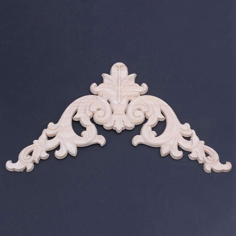 Rubber Wood Floral Carving Applique Cabinet Figurines 59 X 17cm
