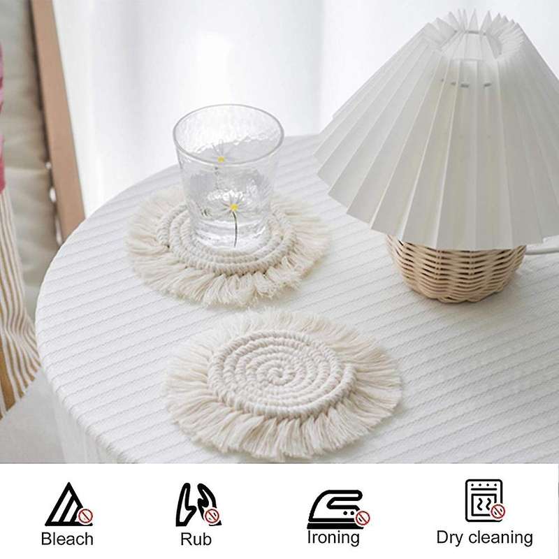 Set Of 6 Handmade Macrame Coasters, Beverage Mat, (tassel Coaster)