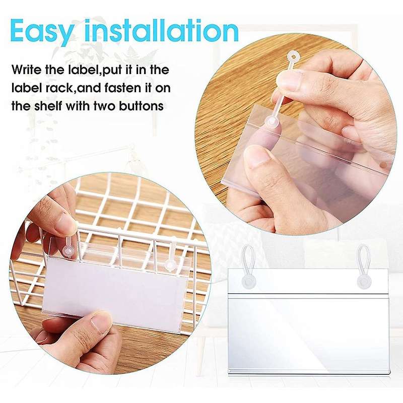 Label Holders Basket,tag Hanger Clips with Button Lock for Market